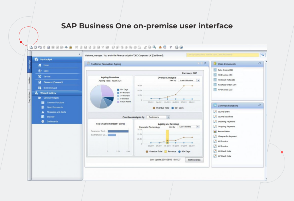SAP Business One on-premise user interface