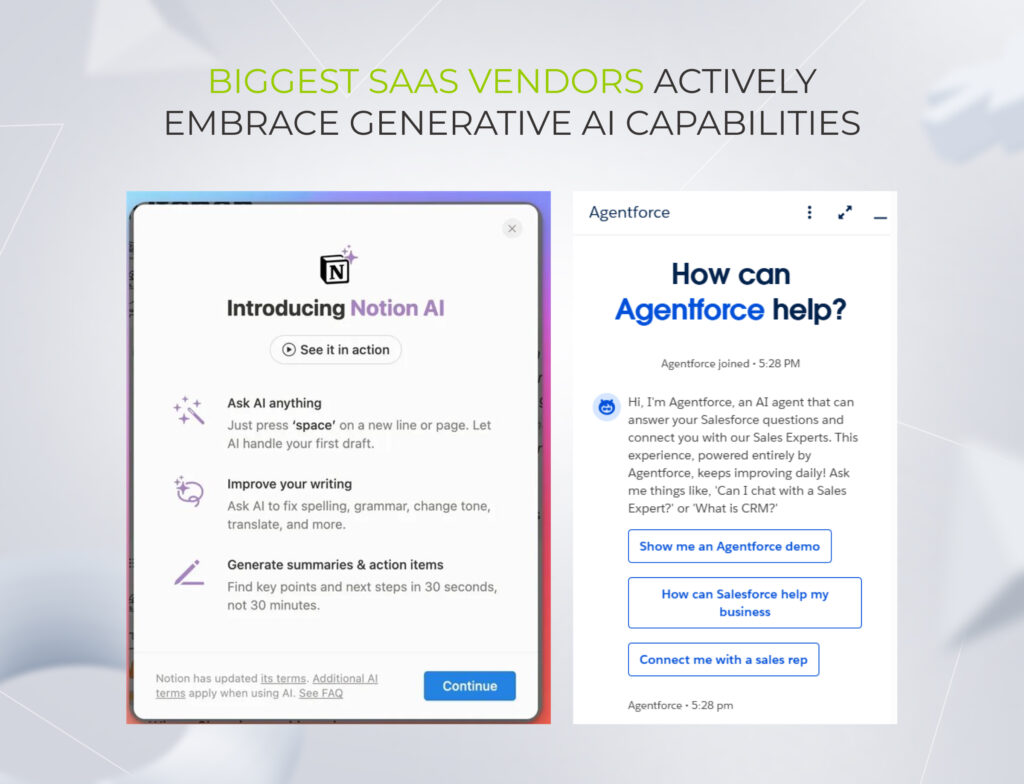 Biggest SaaS vendors actively embrace generative AI capabilities