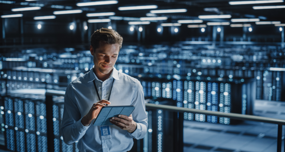 IT professional managing data center infrastructure for enterprise cloud solutions