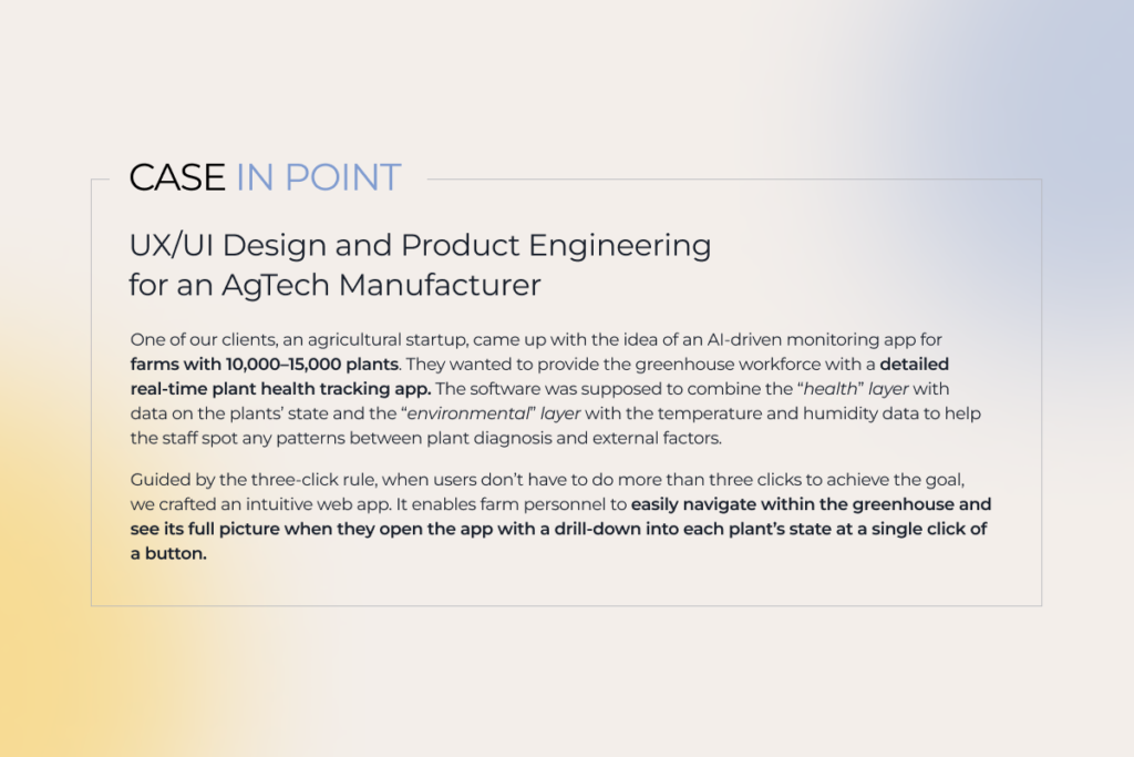 description of a UX/UI design project for an AgTech manufacturer