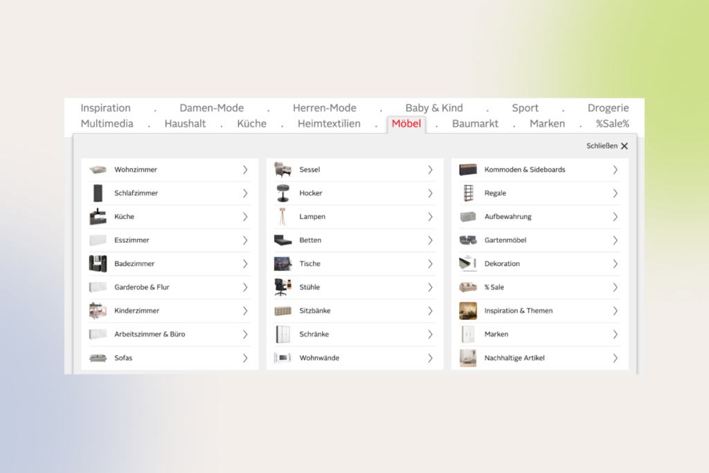 Otto's mega-dropdown: hover menu with complex navigation