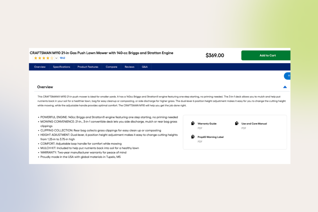poorly laid out product description