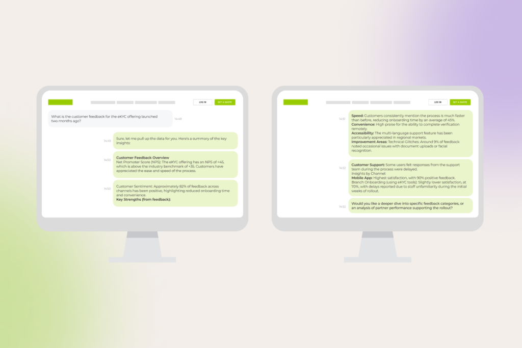 A summary of the customer feedback on the eKYC offering, highlighting strengths, improvement areas, and insights by channel