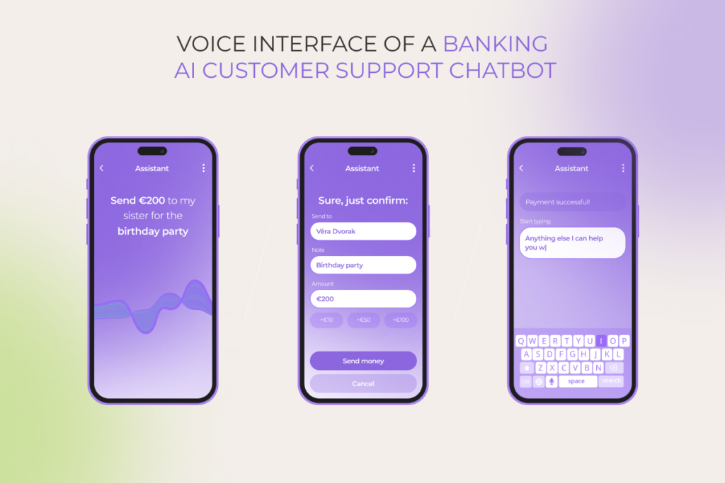 voice interface of a banking AI customer support chatbot